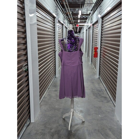 David's Bridal Size 20 Purple Hydrangea Chiffon Formal Dress - Picture 2 of 6